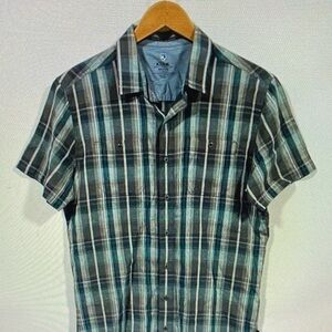 Kuhl Blue and Black Plaid Short Sleeve Shirt